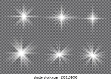 Scene illumination collection, transparent effects. Bright lighting with spotlights.