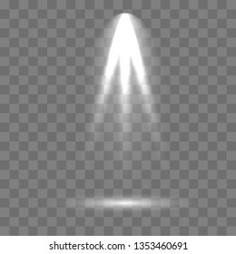 Scene illumination collection, transparent effects. Bright lighting with spotlights.
