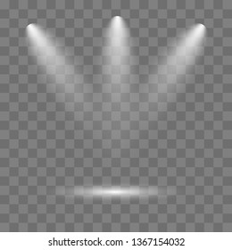 Scene illumination collection, transparent effects. Bright lighting with spotlights. Vector illustrator EPS10.