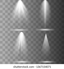 Scene illumination collection, transparent effects. Bright lighting with spotlights. Vector illustrator EPS10.