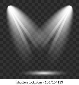 Scene illumination collection, transparent effects. Bright lighting with spotlights. Vector illustrator EPS10.