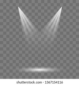 Scene illumination collection, transparent effects. Bright lighting with spotlights. Vector illustrator EPS10.