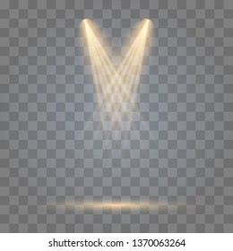 Scene illumination collection, transparent effects. Bright lighting with spotlights. Vector illustration eps10.