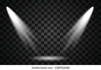 Scene illumination collection, transparent effects. Bright lighting with spotlights.