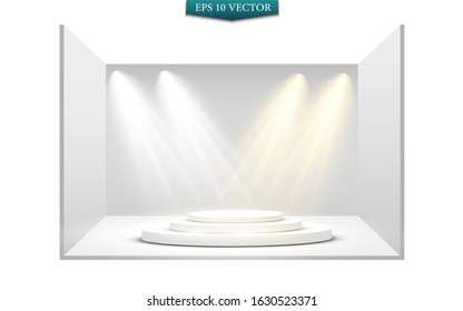 Scene illumination collection, transparent effects. Bright lighting with spotlights.