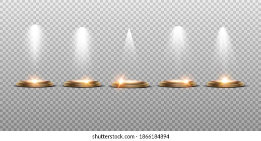 Colección de iluminación de escenas, efectos transparentes. Luces luminosas con focos.