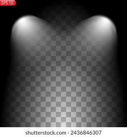 Colección de iluminación de escenas, efectos transparentes. Iluminación brillante con focos.