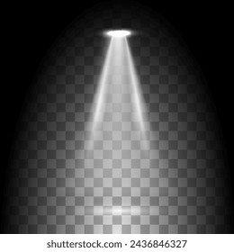 Scene illumination collection, transparent effects. Bright lighting with spotlights.