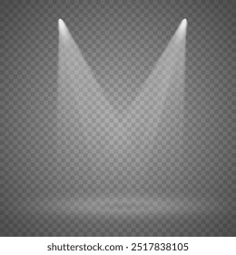 Coleção de iluminação da cena, efeitos transparentes. Iluminação brilhante com holofotes.