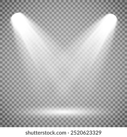Scene illumination collection, transparent effects. Bright lighting with spotlights.	