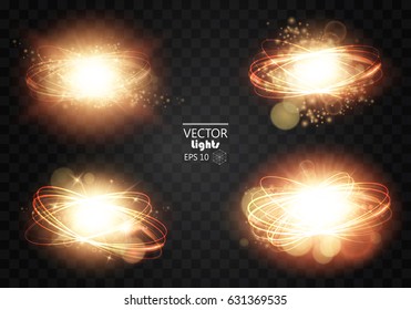 Scene illumination collection, transparent effects. Lighting with spotlights. Vector EPS10