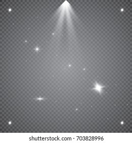 Scene illumination collection, transparent effects. Bright lighting with spotlights.