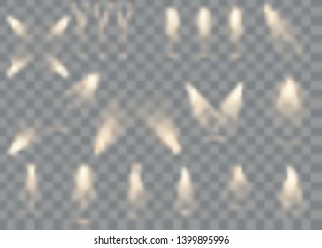 Scene illumination collection.Bright lighting with spotlights. Spot lighting of the stage. Scene. Vector illustrator.