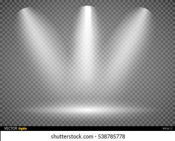 Scene Illumination Effects On Checkered Transparent Background With Bright Lighting Of Spotlights