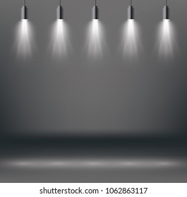 Efectos de iluminación de escenas con foco. Ilustración vectorial. Efectos de luz.