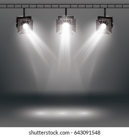 Scene Illumination Effects with Spotlights. Vector Illustration.