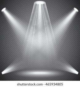 Scene illumination with light effects, transparent effects on a plaid dark  background. Bright lighting with spotlights.