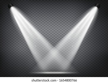 Lichtbeleuchtung. Lichtexklusiver Objektiv-Blitzlichteffekt. Lighted-Szene. Podium unter dem Rampenlicht.