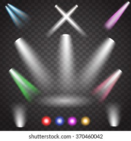 Scene illumination, transparent effects color and white  lighting with spotlights. eps 10