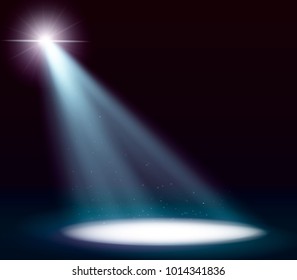 Scene illumination, transparent effects on a plaid dark background. Bright lighting with spotlights.