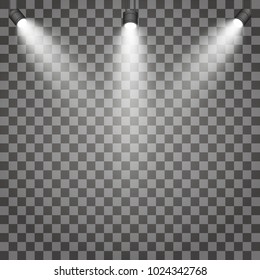 Scene illumination, transparent effects on a plaid dark background. Bright lighting with spotlights.