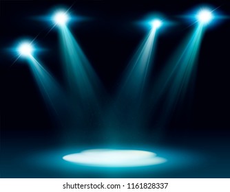 Scene illumination, transparent effects on a plaid dark background. Bright lighting with spotlights.eps10
