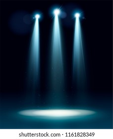 Scene illumination, transparent effects on a plaid dark background. Bright lighting with spotlights.eps10