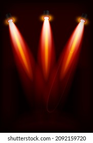 Lichtbeleuchtung, transparente Effekte auf einfarbigem dunklem Hintergrund. Helle Beleuchtung mit Scheinwerfern.