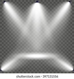 Scene illumination, transparent effects on a plaid dark background. Bright lighting with spotlights.