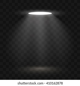 Scene illumination, transparent effects on a plaid dark background. Bright lighting with spotlights. Vector illustration