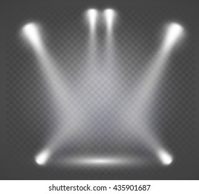 Scene illumination, transparent effects on a plaid dark background. Bright lighting with spotlights. vector EPS10