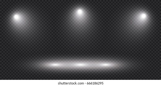 Scene illumination, transparent effects on a plaid dark background. Bright lighting with spotlights.