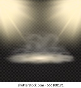 Scene illumination, transparent effects on a plaid dark background. Bright lighting with spotlights.