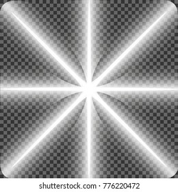 Scene illumination, transparent effects on a plaid dark background. Bright lighting with spotlights