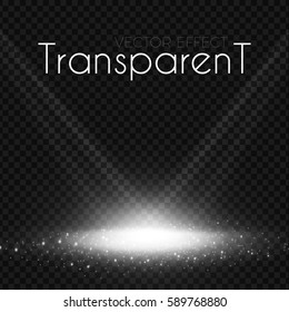 Scene Illumination. Transparent Spotlight with Shining Floor and Glitter. Light Effect. Vector illustration