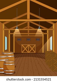 Scene inside the barn illustration