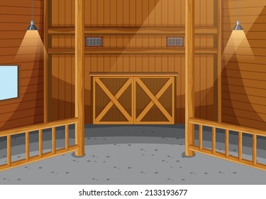 Scene inside the barn illustration