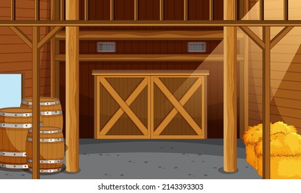 Scene inside the barn illustration