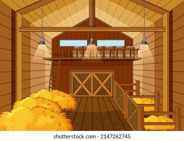 Scene inside the barn illustration