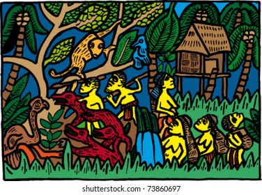 Scene from jungle - coloured