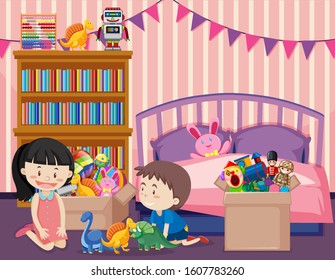 Scene Kids Playing Room Illustration Stock Vector (Royalty Free ...