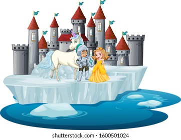 Scene with knight and princess illustration