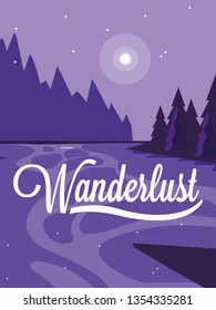 scene landscape with river and wanderlust
