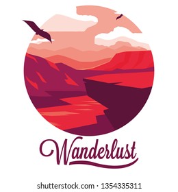 scene landscape with river and wanderlust