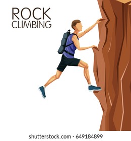 scene man climbing on a rock mountain