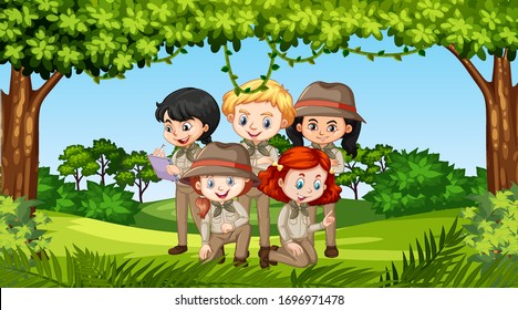 Camping Children Nature Illustration Stock Vector (Royalty Free ...