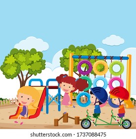 Kids Playing On Playground Illustration Stock Vector (Royalty Free ...