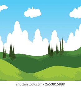 Scene with many trees in the field • wall stickers design, art, clip art