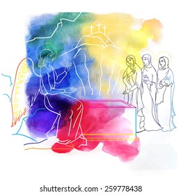scene of Mary Magdalene  became the first person to see Jesus after his resurrection