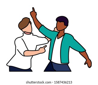 scene of men in dance pose, party, dance club vector illustration design
